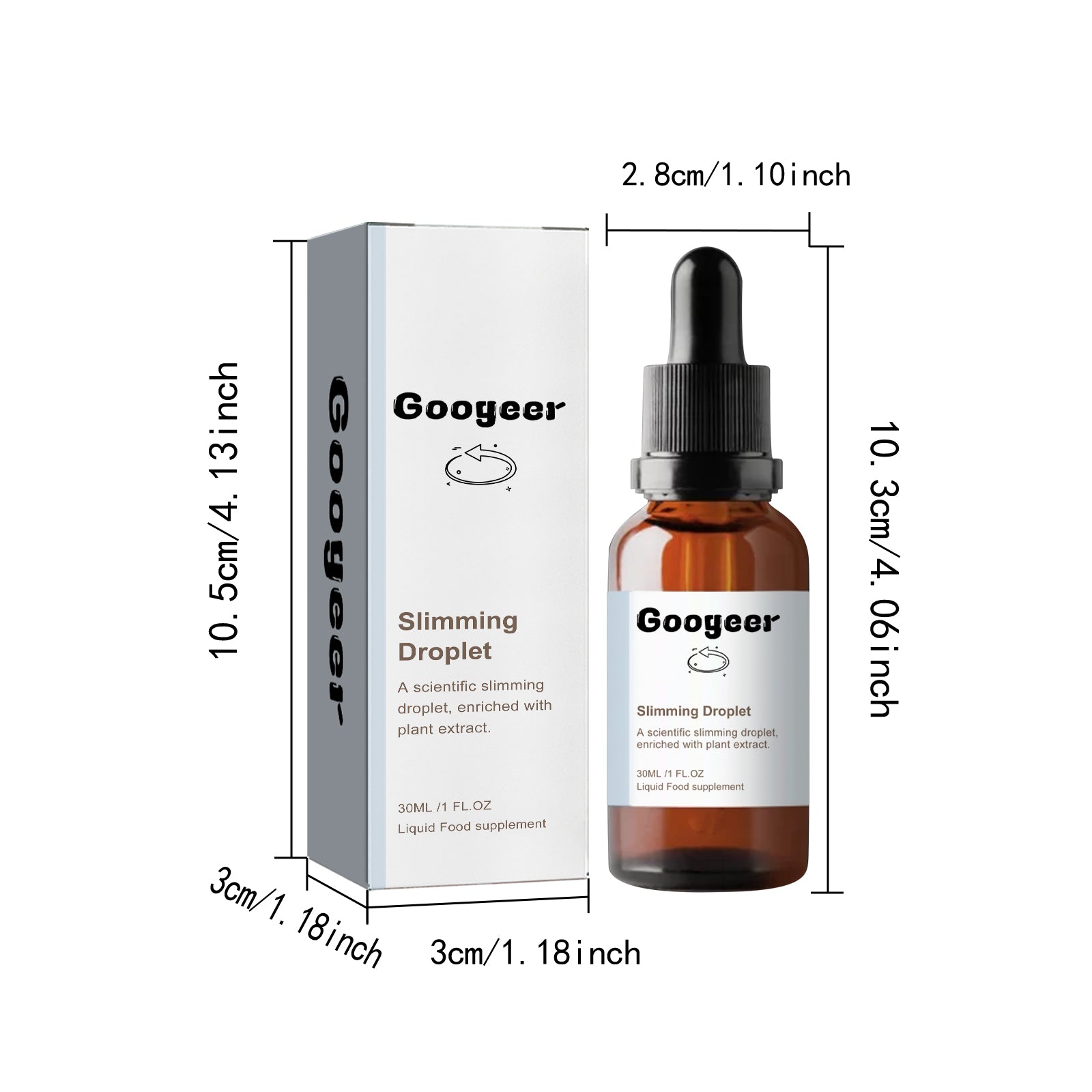 Googeer Body Shaping Drops - Tighten Skin, Reduce Abdominal Fat, Shape Waist & Body, Oral Fitness Drops