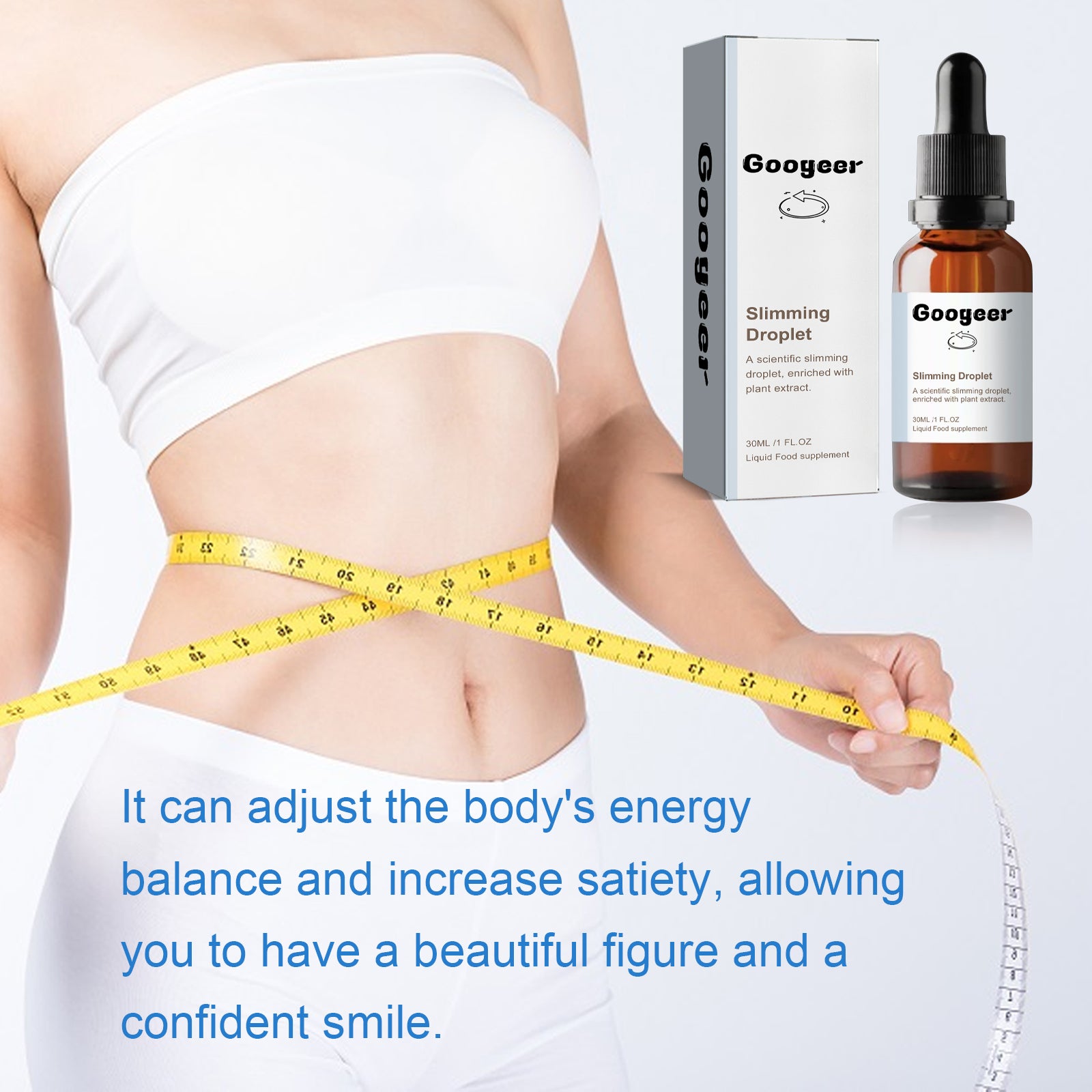 Googeer Body Shaping Drops - Tighten Skin, Reduce Abdominal Fat, Shape Waist & Body, Oral Fitness Drops