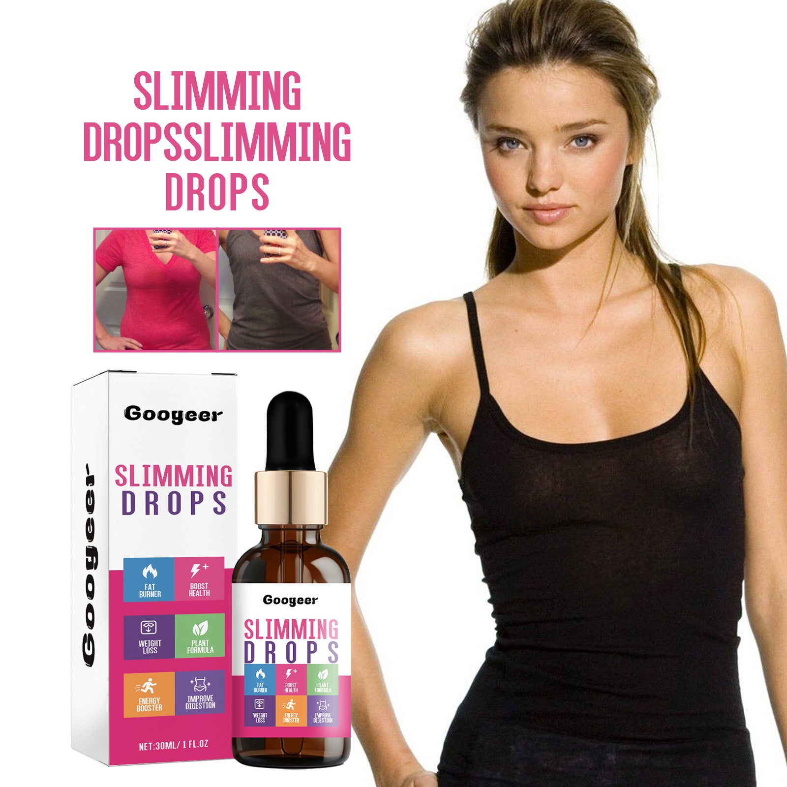 Googeer Dietary Supplement Body Shaping, Slimming, Enhance Vitality, Body Care, Oral Supplement Drops