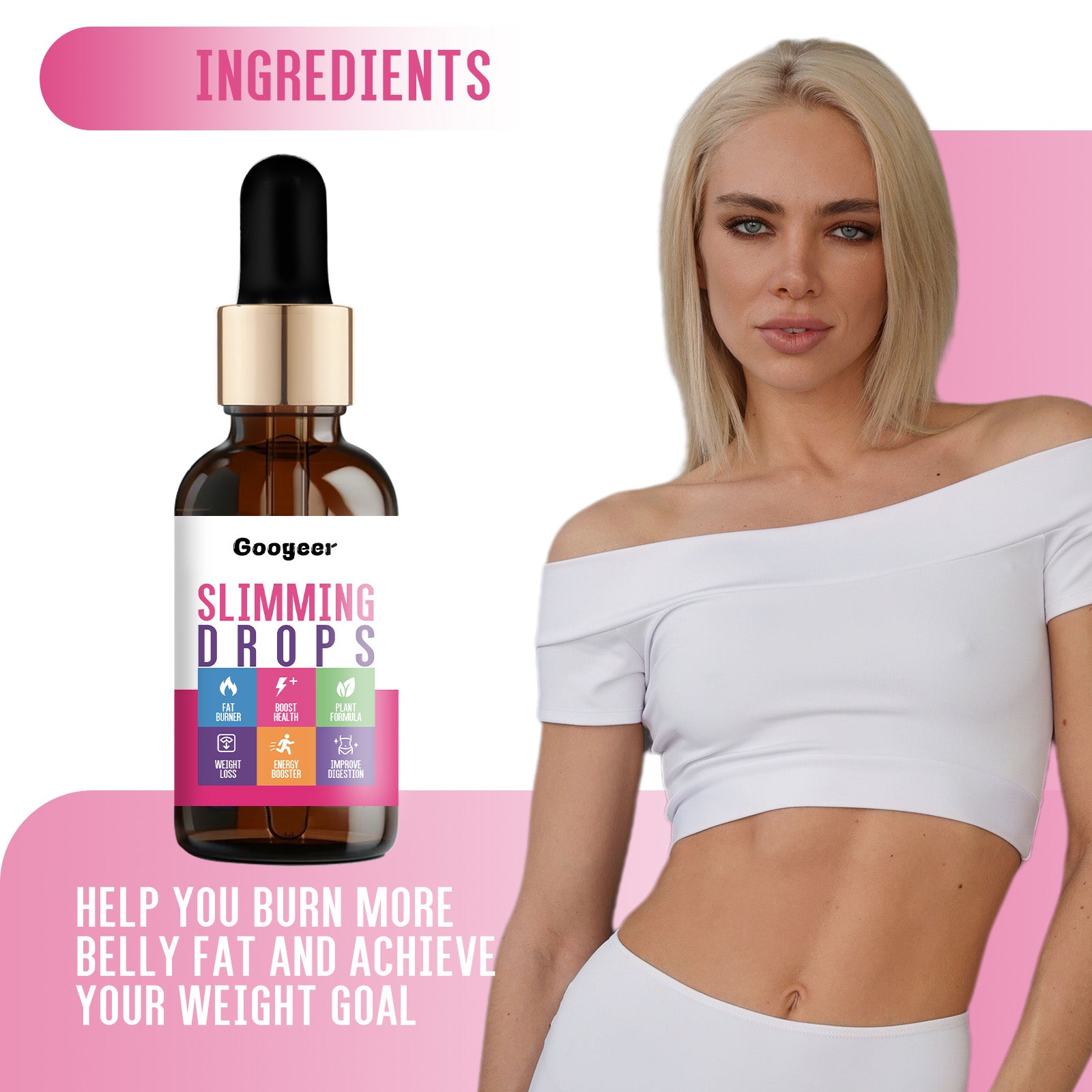 Googeer Dietary Supplement Body Shaping, Slimming, Enhance Vitality, Body Care, Oral Supplement Drops