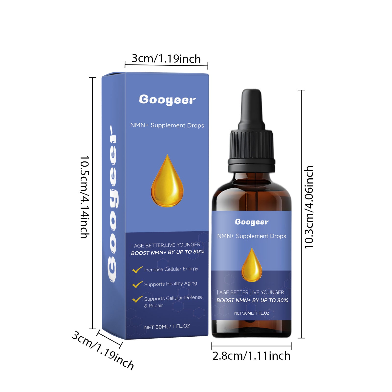 Googeer Dietary Supplement Drops Supplement Body Energy, Reduce Fine Lines, Repair Skin Elasticity, Firm & Nourish Skin