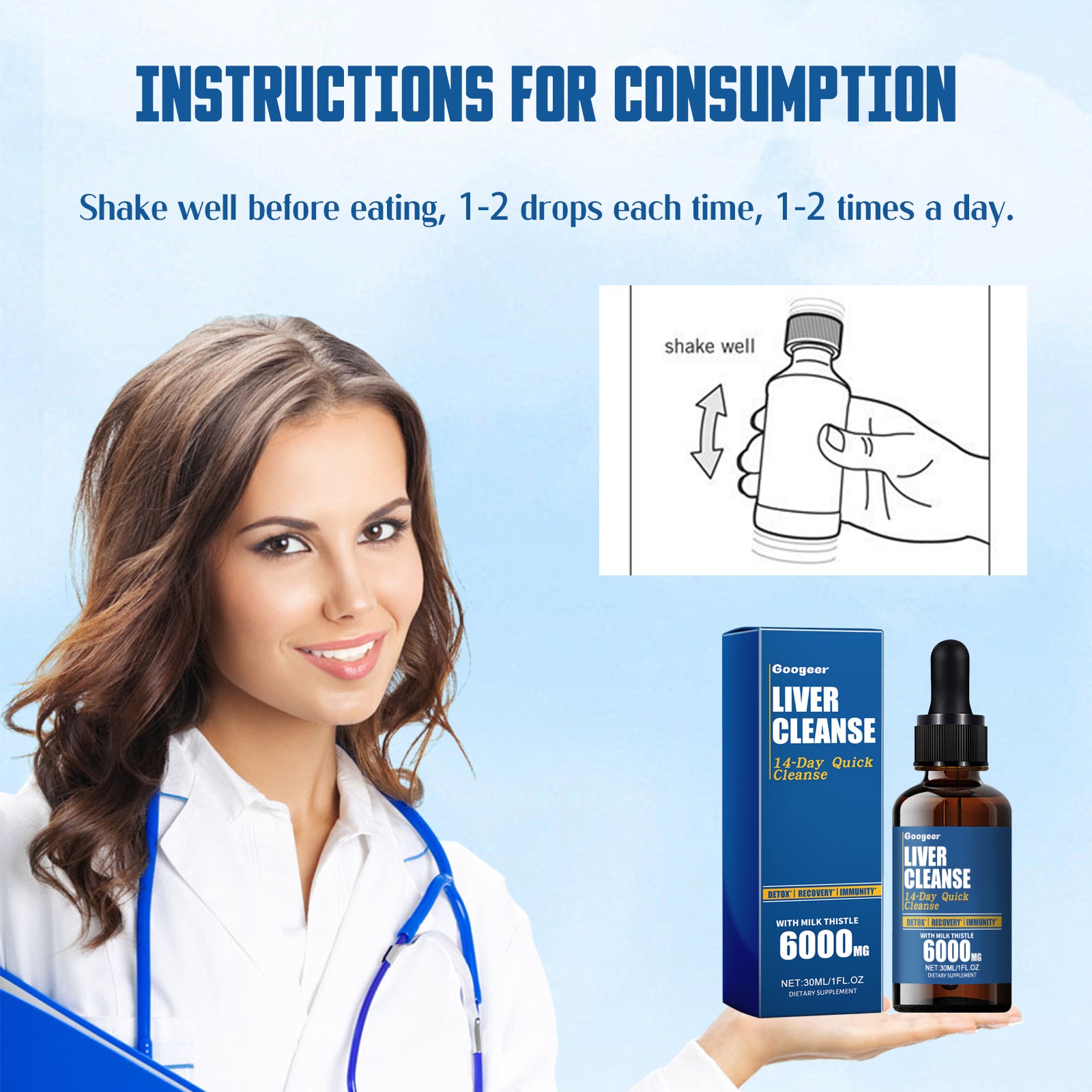 Googeer Dietary Supplement Relax Body & Mind, Relieve Physical Discomfort, Oral Drops