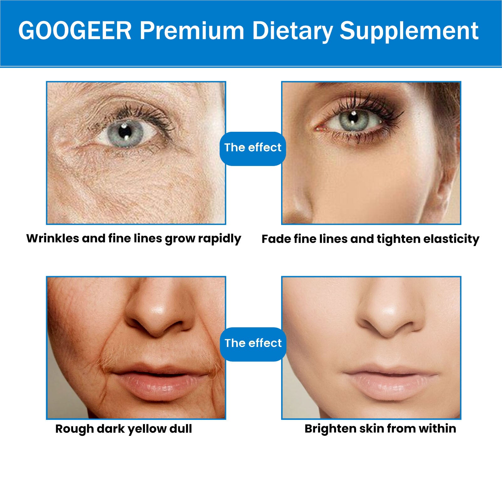 Googeer Dietary Supplement Drops Lighten Fine Lines, Wrinkles, Nourish Hair, Repair Nails, Thicken & Brighten Nails