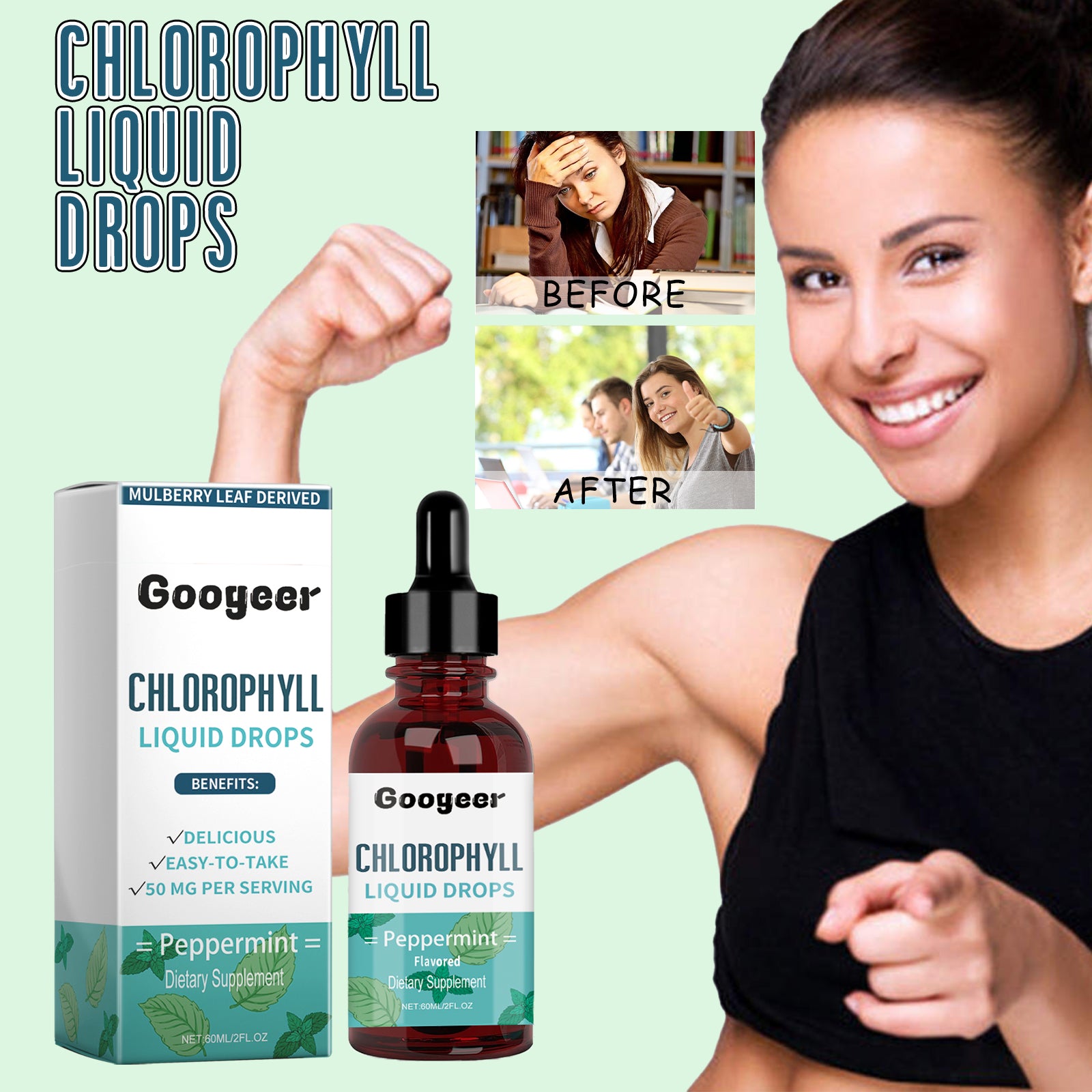 Googeer Dietary Energy Supplement Improve Halitosis, Body Odor, Body Shaping, Enhance Body Energy