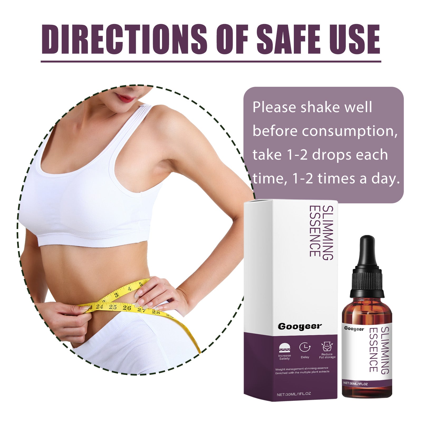 Googeer Shaping Drops Tighten Thighs, Arms, Abdomen, Show Off Curves Body Shaping Drops