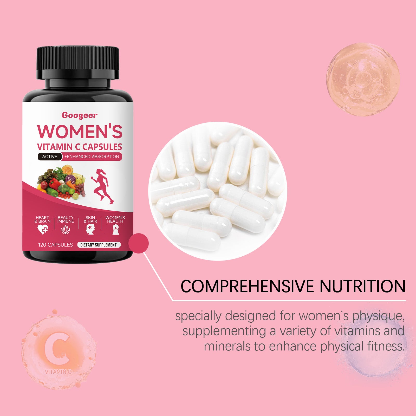 Googeer Women's Multivitamin Capsules Comprehensive Nutrition Supplement Capsules for Women