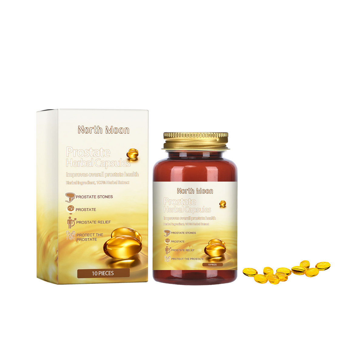 NORTH MOON Prostate Health Capsules: Men's Body Massage Care, Relief of Prostate Discomfort, Vitality Boost