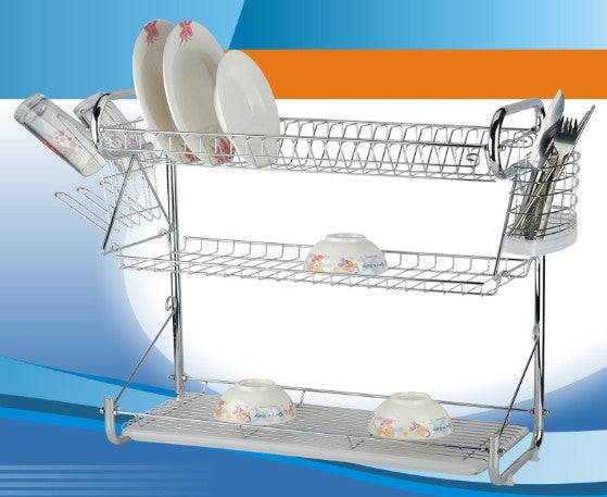 Multi-functional black plastic rimmed dish rack