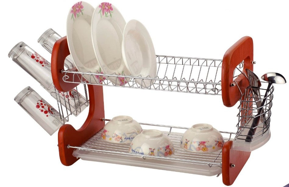 Multi-functional black plastic rimmed dish rack