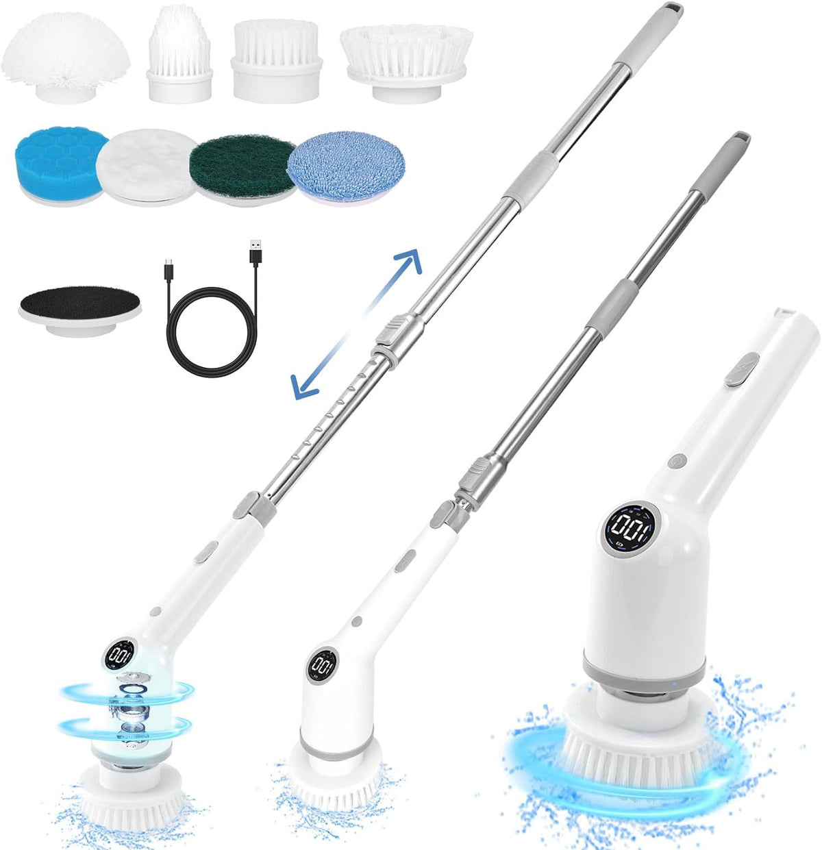 cleaning brush with a long, extendable handle