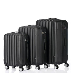 Luggage set 3-in-1, black classic ABS zipper three-piece high aesthetic luggage set