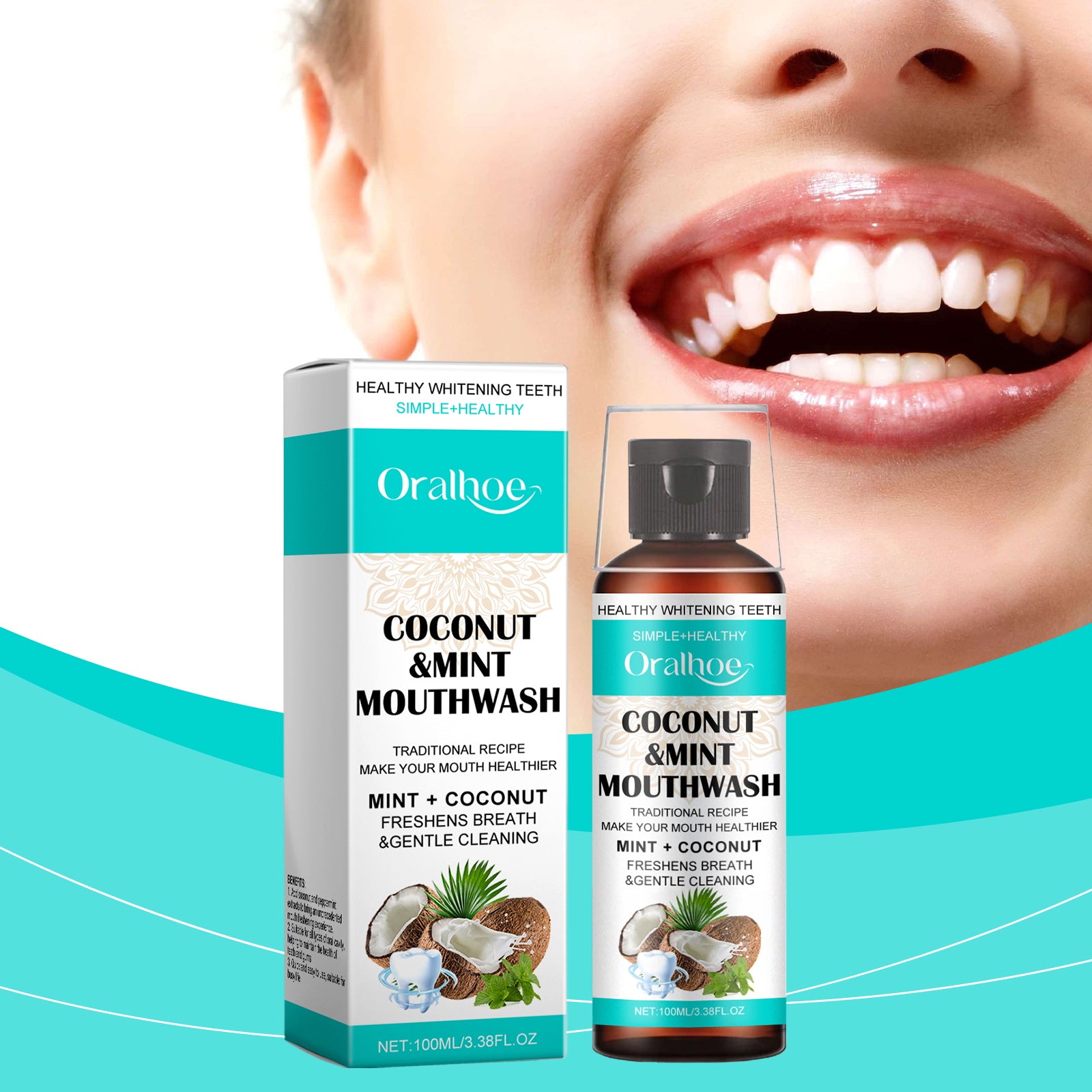 Coconut Mint Mouthwash - Removes dental stains