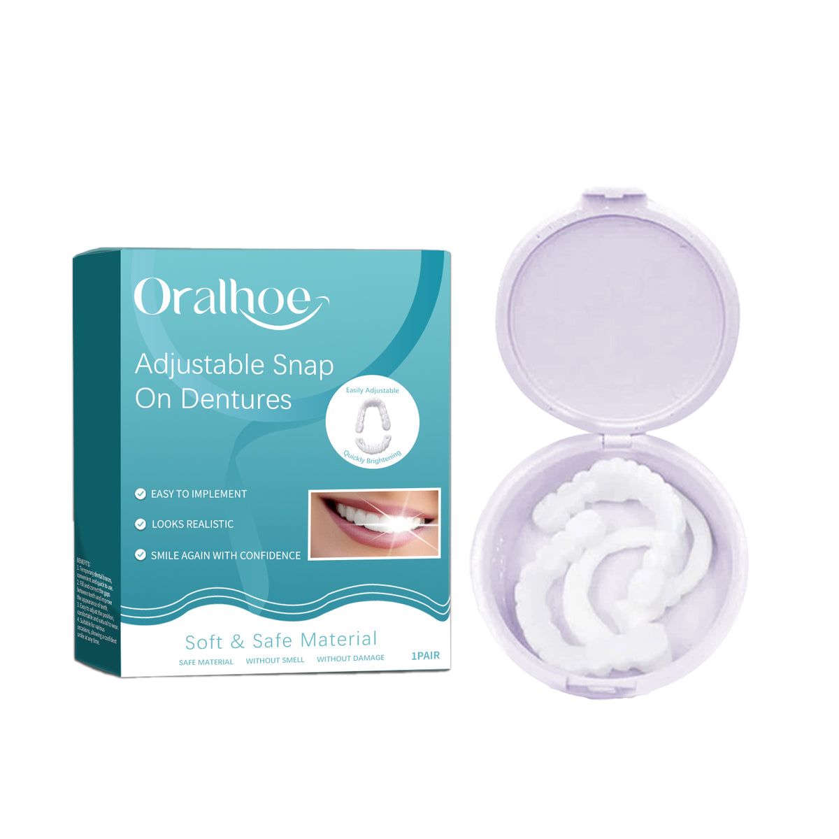 Adjustable Dental Appliance - Comfortable and natural temporary tooth replacement and gap corrector.