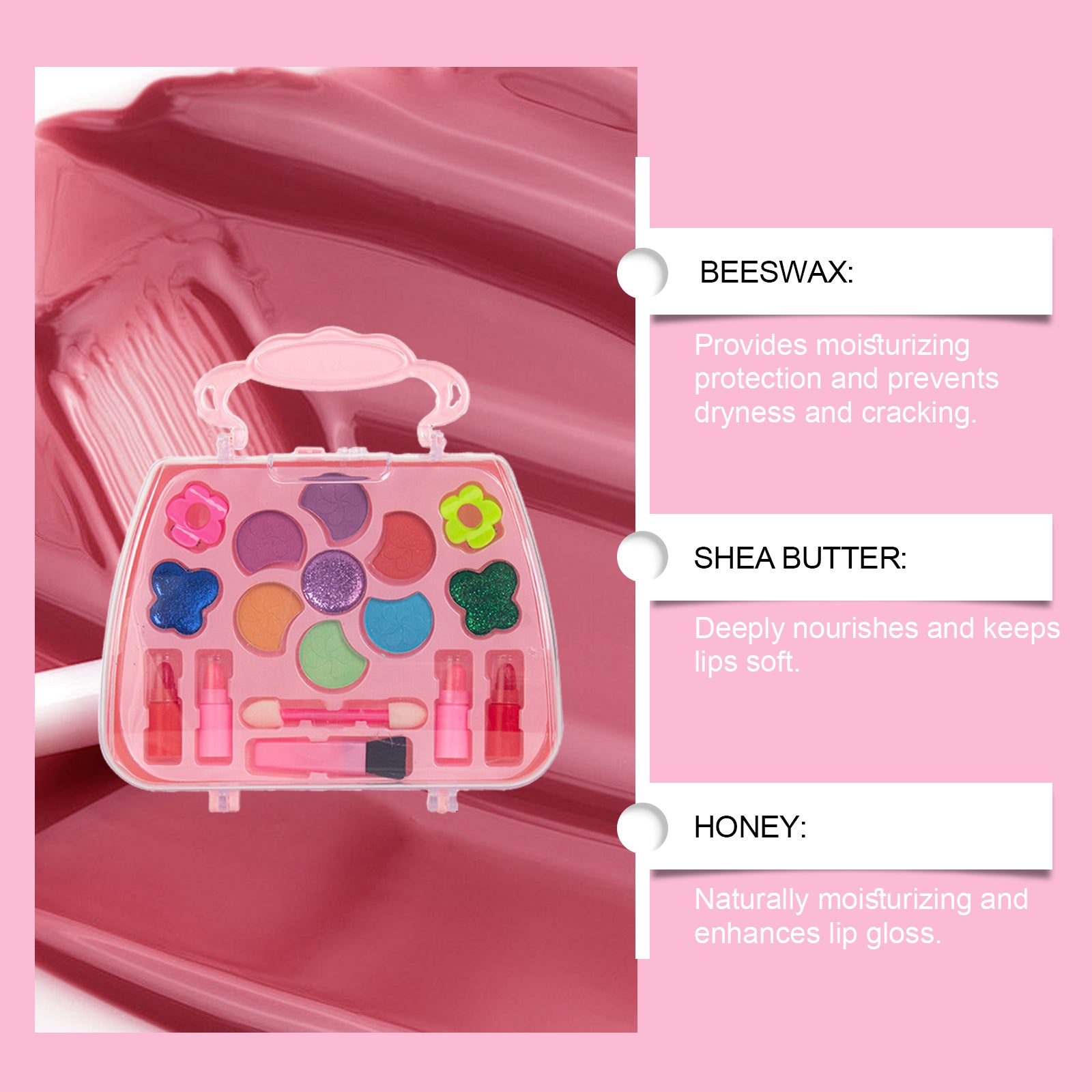 Wiieey Children's Makeup Set Gift Box, Enjoyable Play for Girls with Lipstick, Eyeshadow, and Makeup