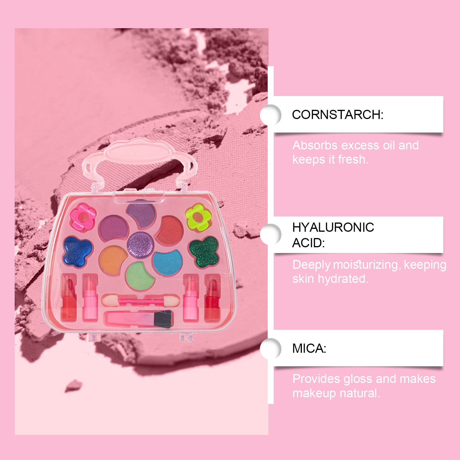Wiieey Children's Makeup Set Gift Box, Enjoyable Play for Girls with Lipstick, Eyeshadow, and Makeup
