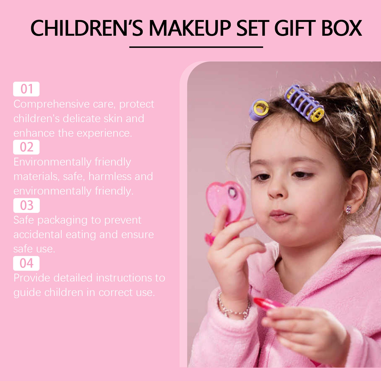 Wiieey Children's Makeup Set Gift Box, Enjoyable Play for Girls with Lipstick, Eyeshadow, and Makeup