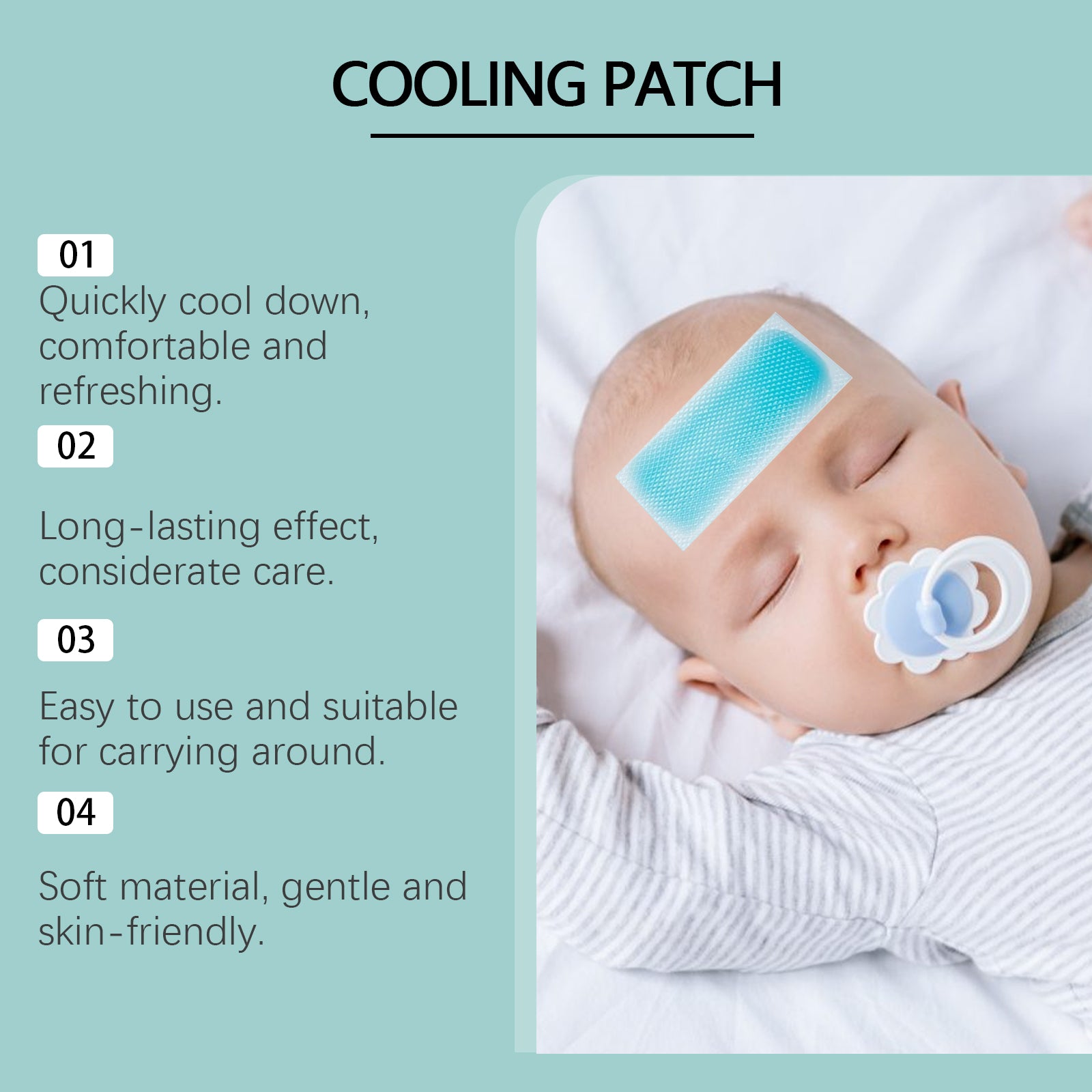 Wiieey Summer Cooling Ice Patch, Portable and Refreshing Cold Compress for Forehead, Military Training, and Heatstroke Prevention