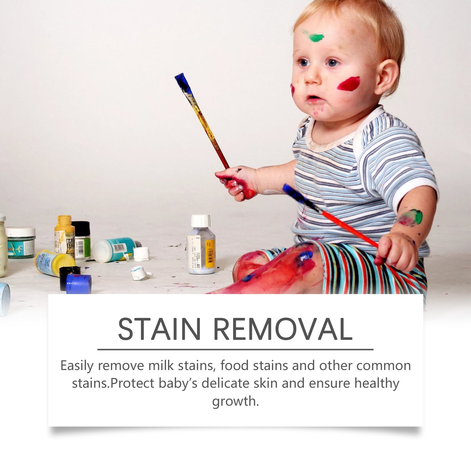 Wiieey Baby Clothes Stain Remover, Gentle Formula for Deep Cleaning and Softening Baby Clothes