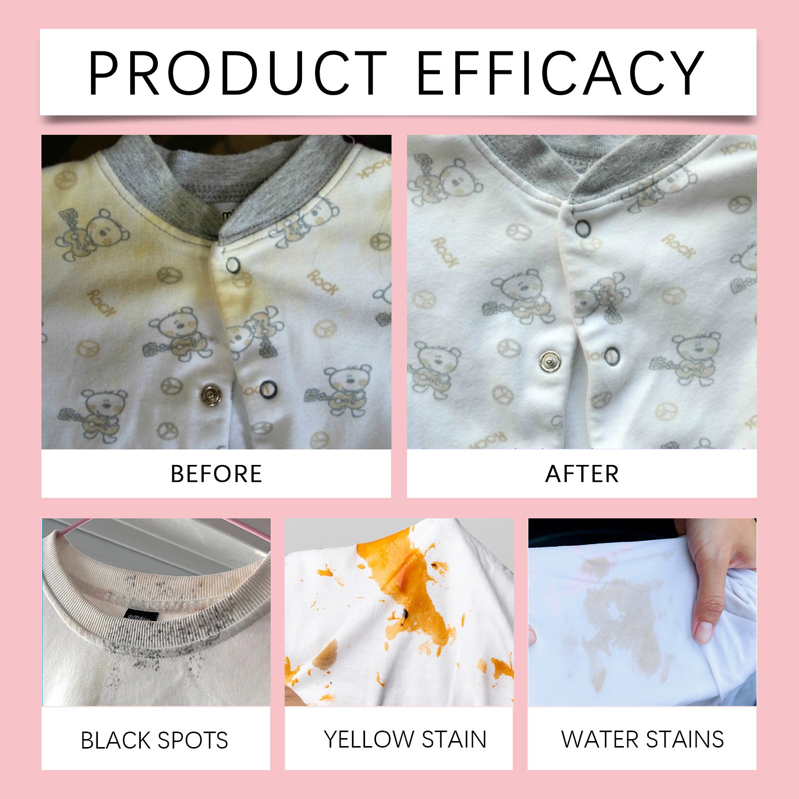 Wiieey Baby Clothes Stain Remover, Gentle Formula for Deep Cleaning and Softening Baby Clothes