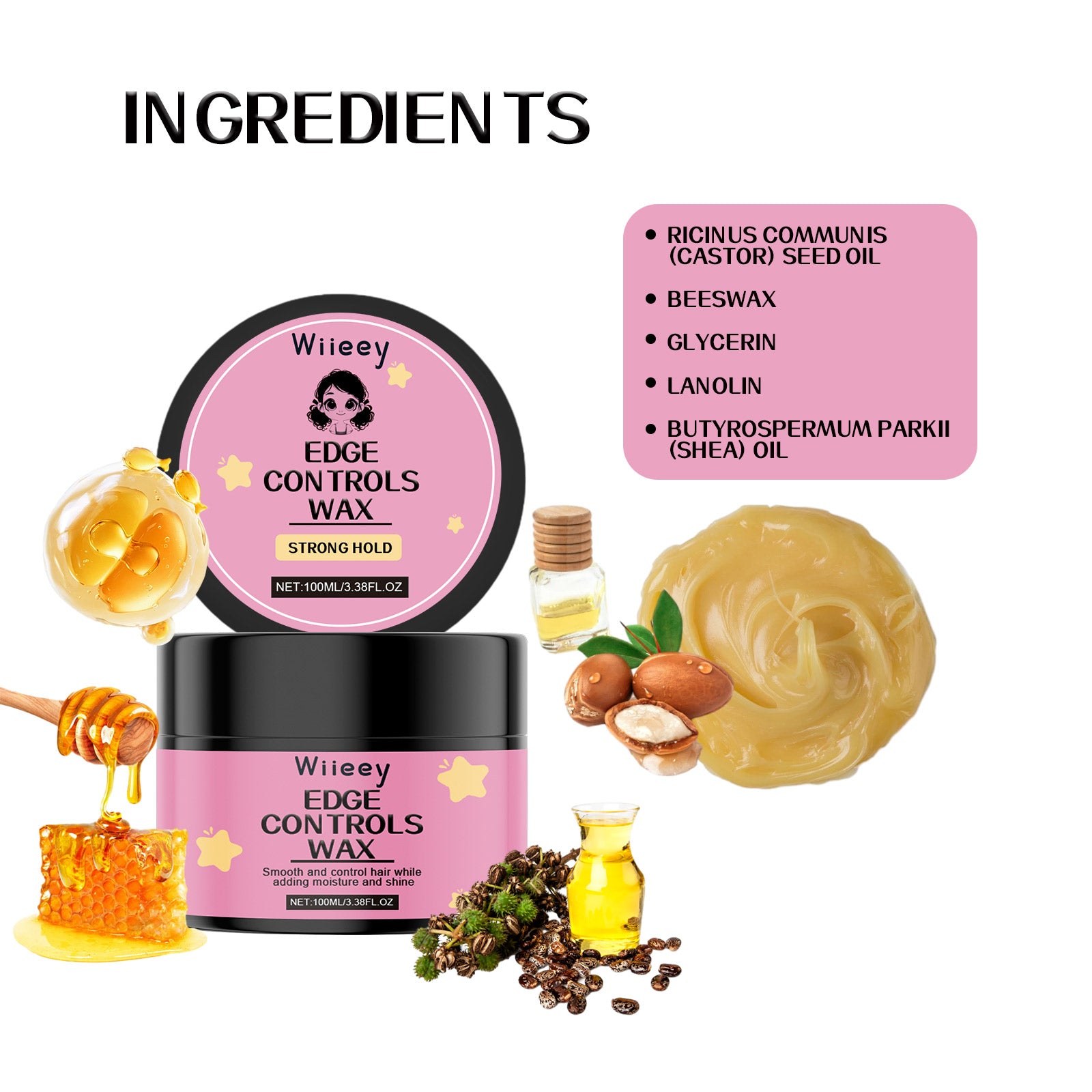 Wiieey Hair Fixing Wax, Styles Hair, Soothes Frizz, Provides Long-lasting Hold, and Neatens Flyaways