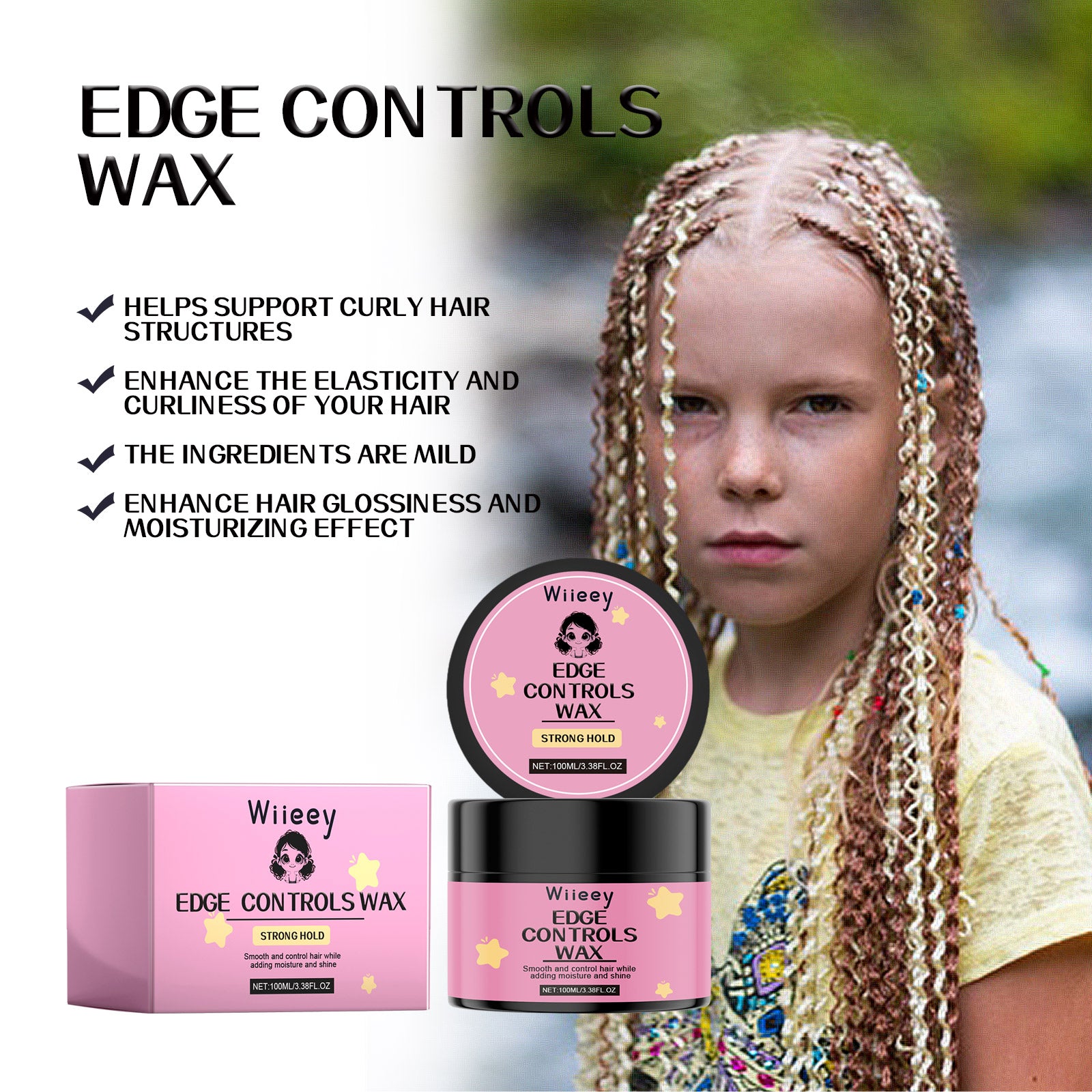Wiieey Hair Fixing Wax, Styles Hair, Soothes Frizz, Provides Long-lasting Hold, and Neatens Flyaways
