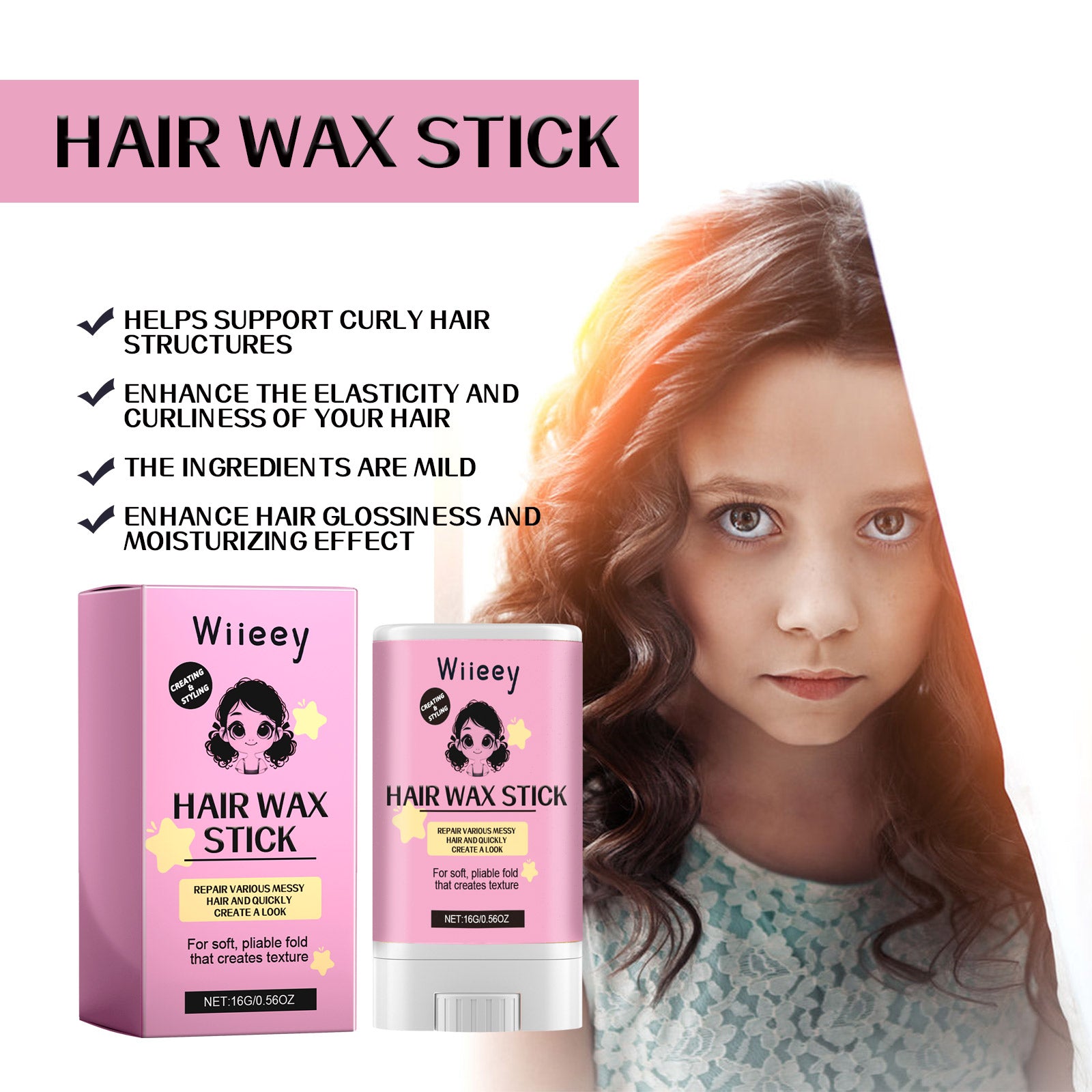 Wiieey Styling Wax Stick, Moisturizes, is Portable, Adds Shine, and Provides Long-lasting Hold and Voluminous Hair
