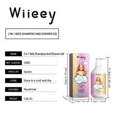 Wiieey 2-in-1 Shampoo and Body Wash, Repairs Dry Hair Ends, Massages Scalp, and Gently Cleanses and Softens Hair