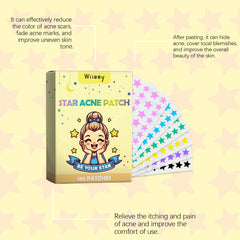 Wiieey Star Acne Patch, Helps Reduce Acne and Acne Scars, Cleanses Closed Comedones, and Portable Cartoon Design