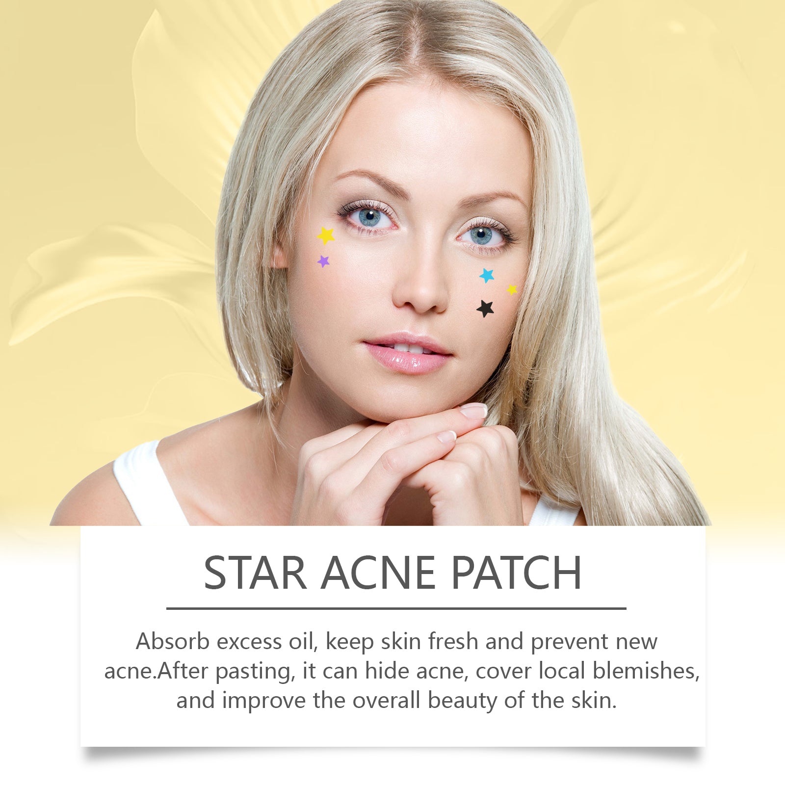 Wiieey Star Acne Patch, Helps Reduce Acne and Acne Scars, Cleanses Closed Comedones, and Portable Cartoon Design