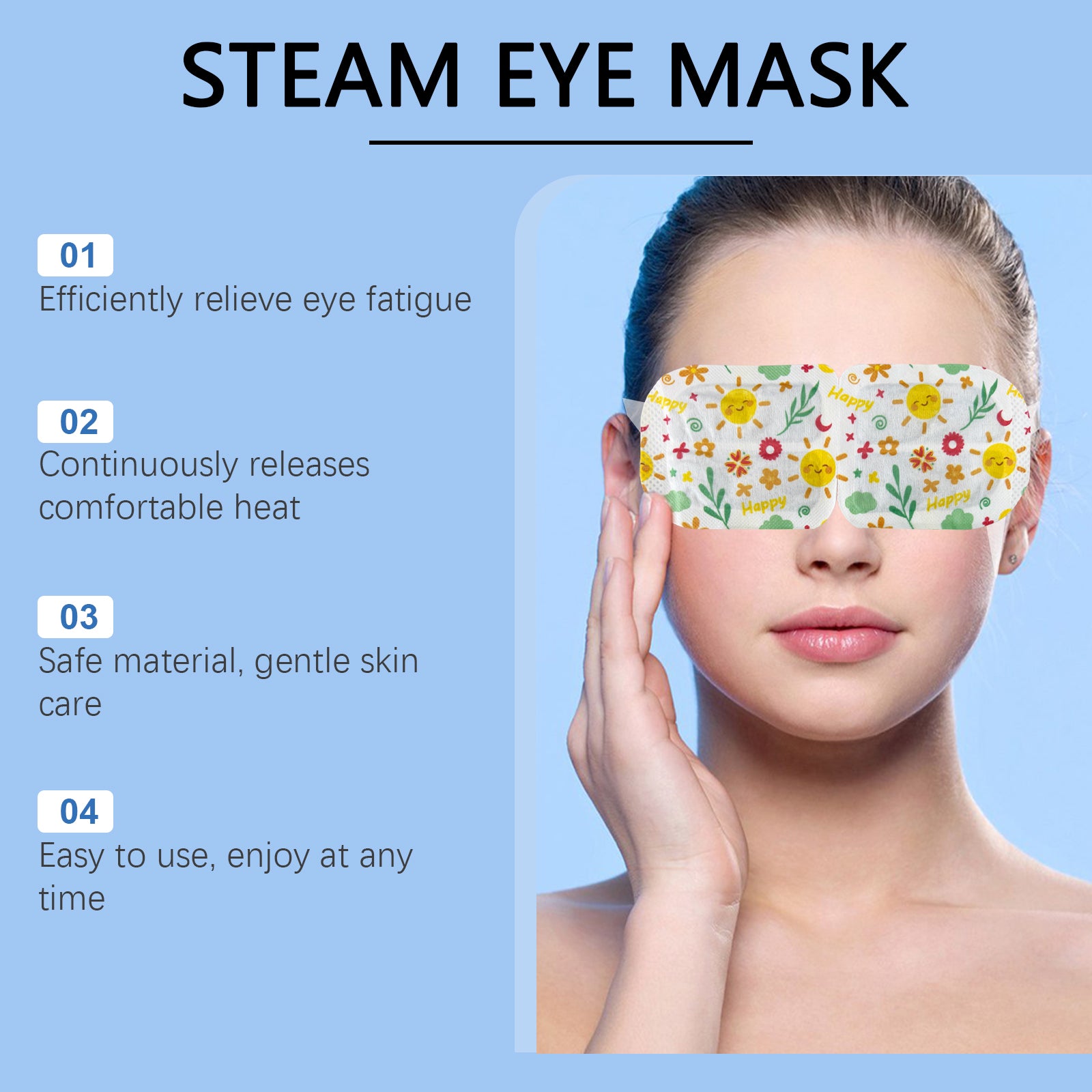 Wiieey Sleep Steam Eye Mask, Gentle Warm Compress to Relieve Eye Fatigue and Improve Sleep Quality