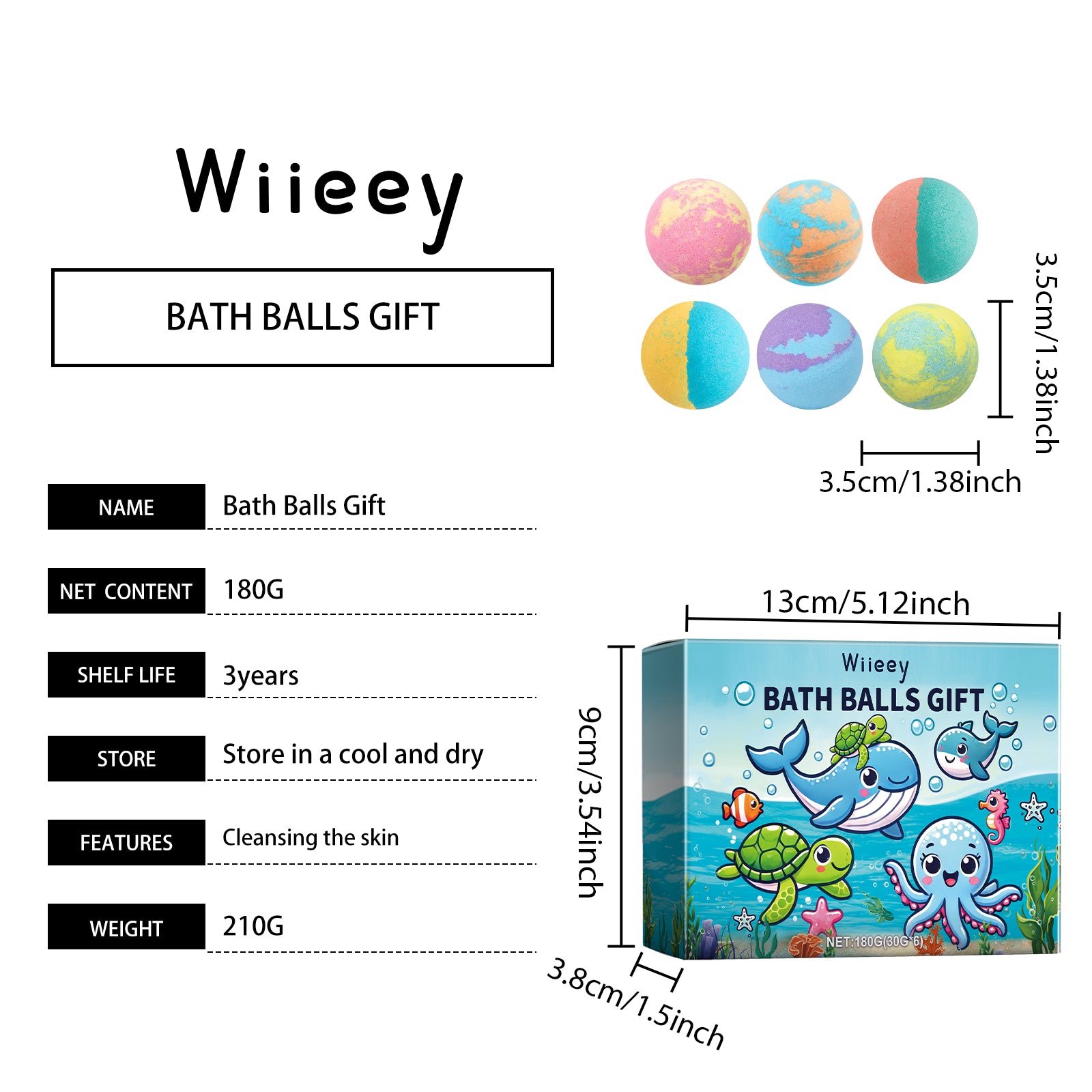 Wiieey Bubble Shower Ball, Fragrant and Moisturizing with Long-lasting Aroma for Skin Cleansing
