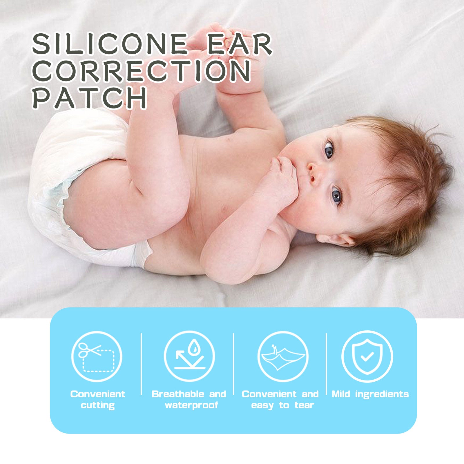 Wiieey Silicone Ear Correction Patch, Helps Correct Children's Prominent Ears, Gentle, Waterproof, and Breathable