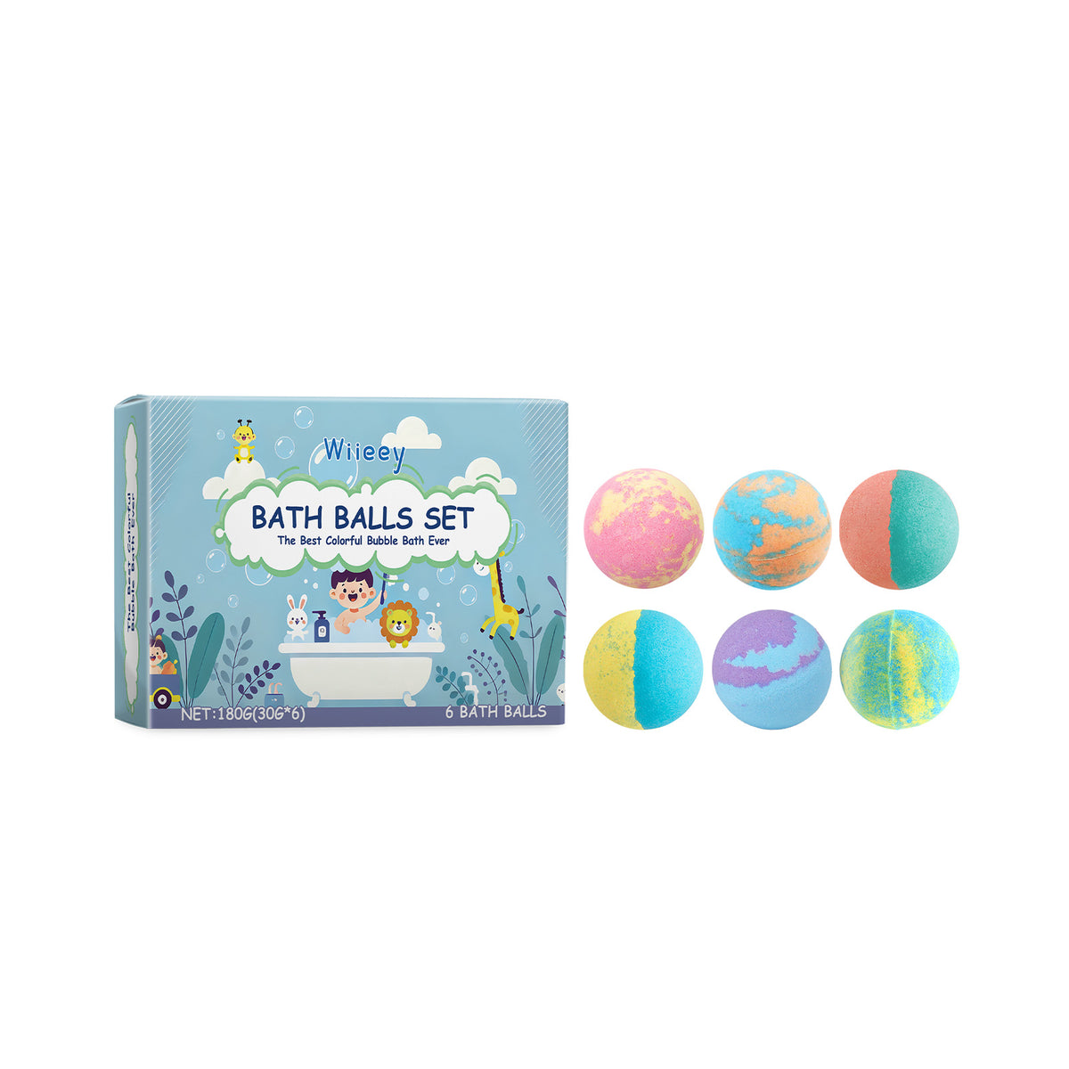 Wiieey Children's Bubble Bath Ball, Moisturizing and Fragrant Bubble Bath with Plant Aroma for Skin Cleansing