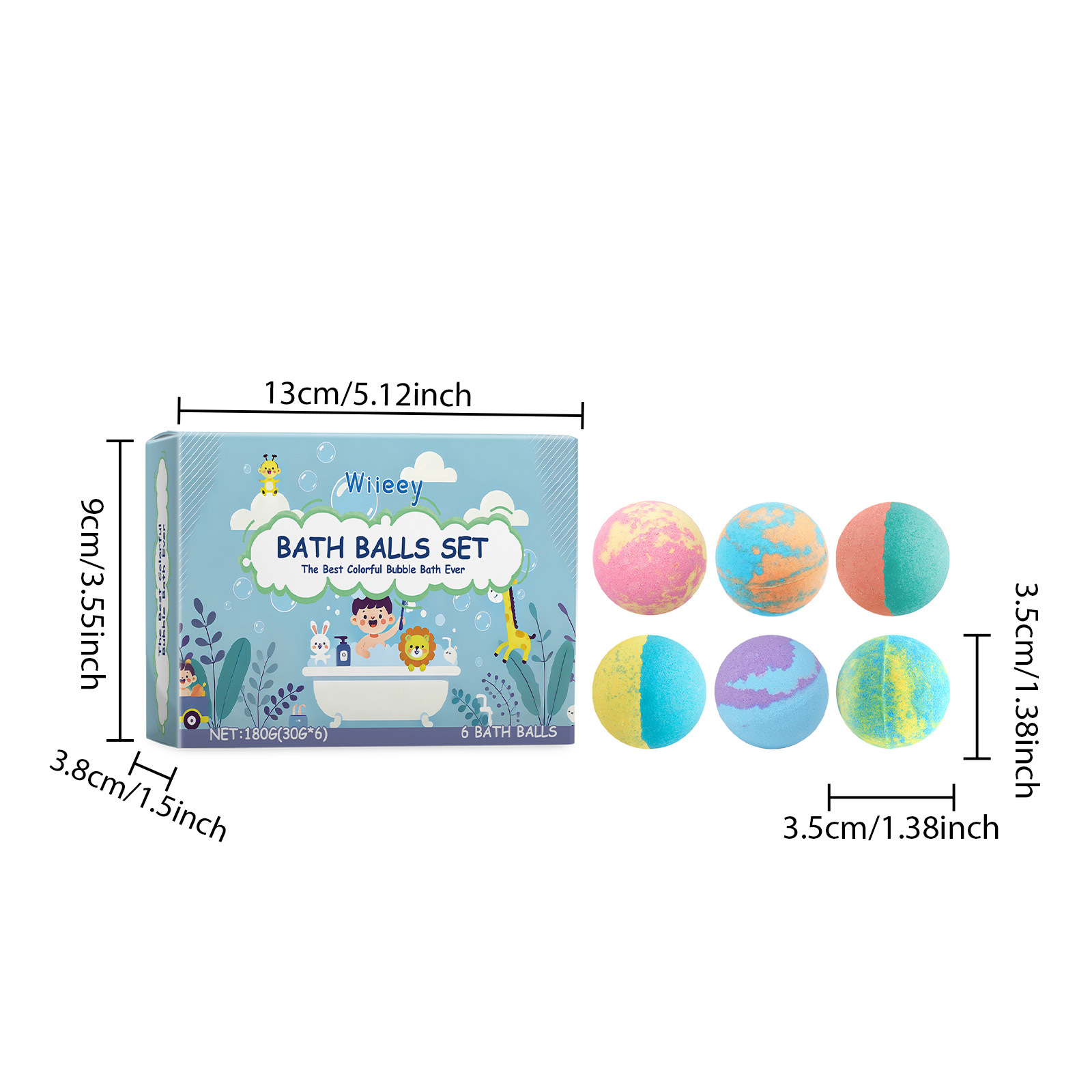 Wiieey Children's Bubble Bath Ball, Moisturizing and Fragrant Bubble Bath with Plant Aroma for Skin Cleansing