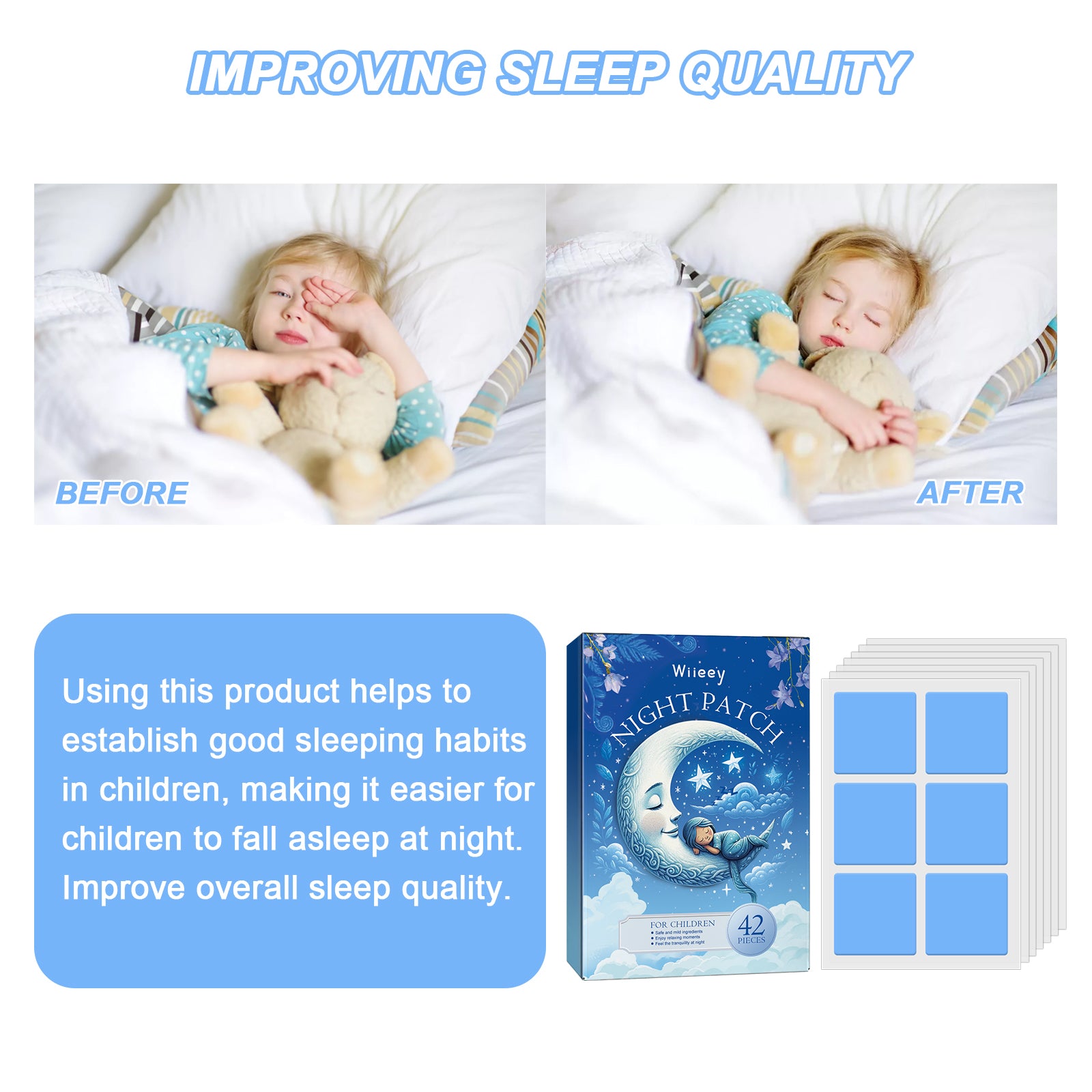 Wiieey Children's Sleep Patch, Helps Children Fall Asleep Quickly and Gently, Improves Sleep Quality2