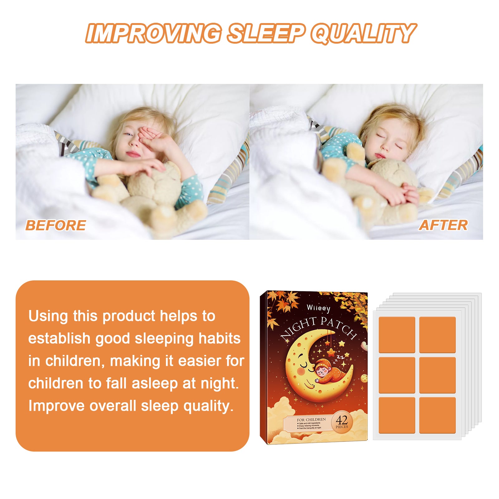 Wiieey Children's Sleep Patch, Helps Children Fall Asleep Quickly and Gently, Improves Sleep Quality1