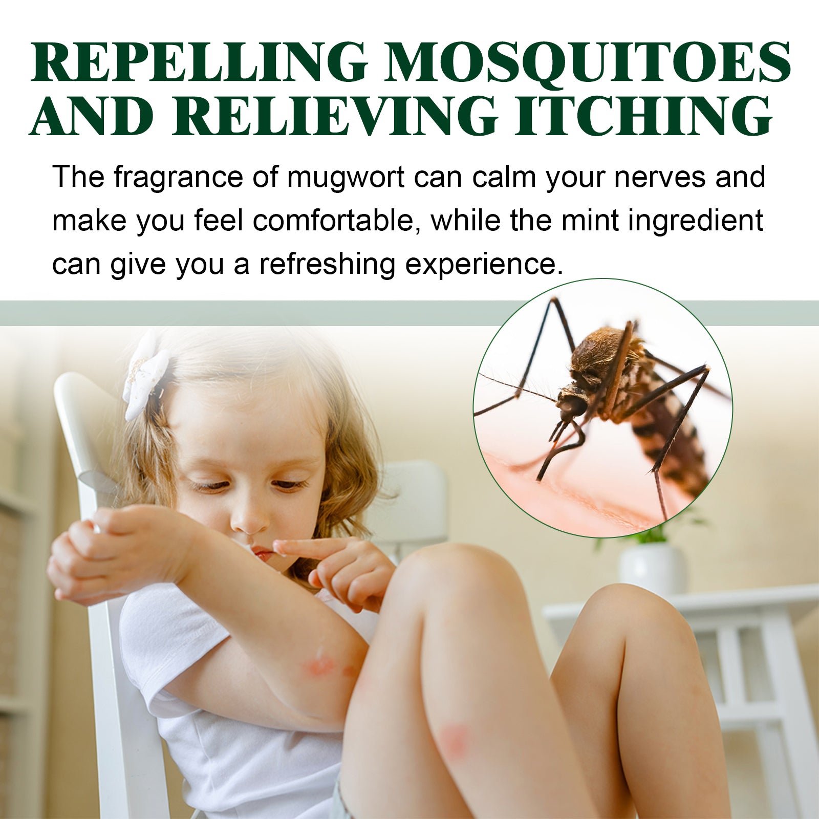 Wiieey Wormwood Baby Mosquito Repellent Balm, Cool Plant-based Protection Against Mosquito Bites for Infants