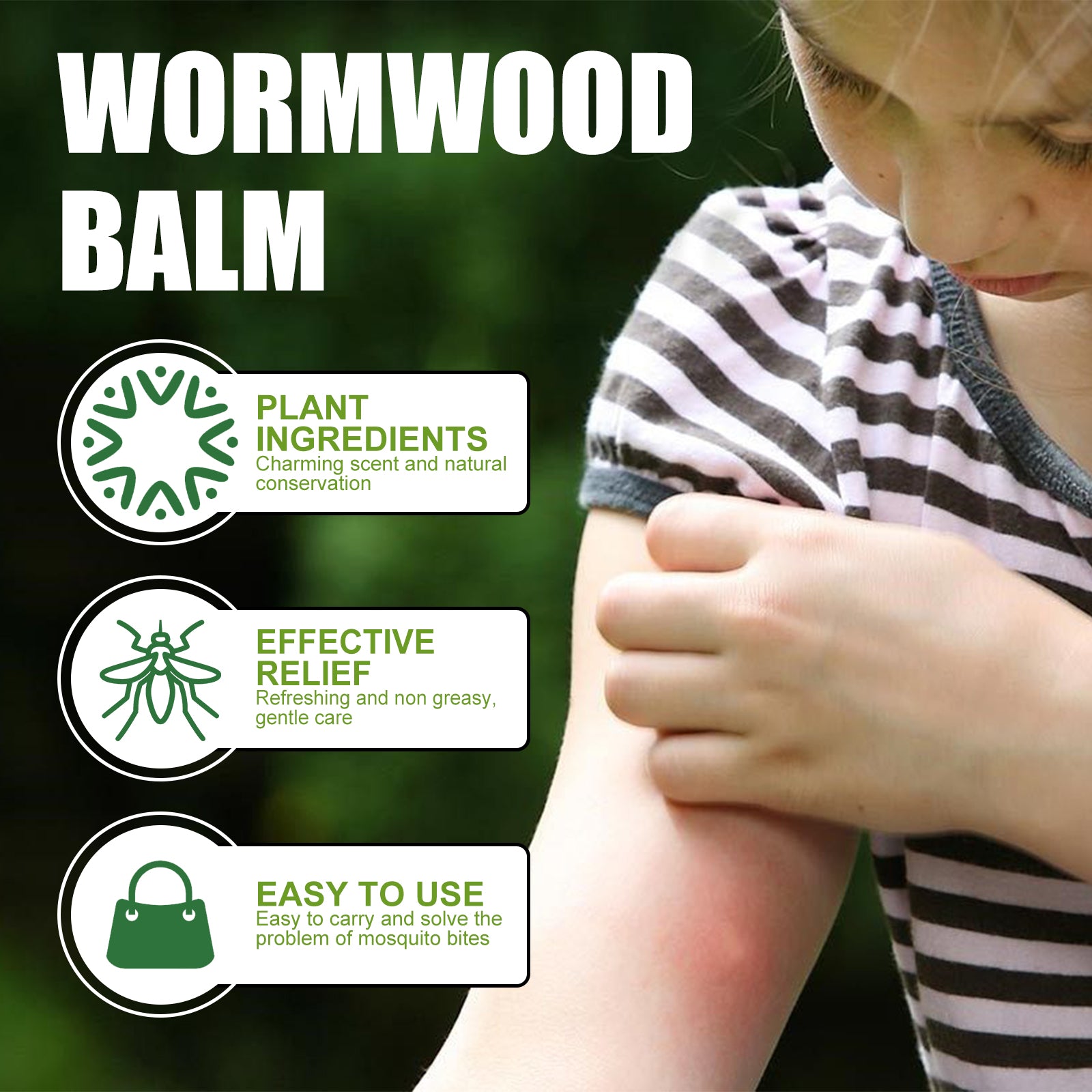 Wiieey Wormwood Baby Mosquito Repellent Balm, Cool Plant-based Protection Against Mosquito Bites for Infants