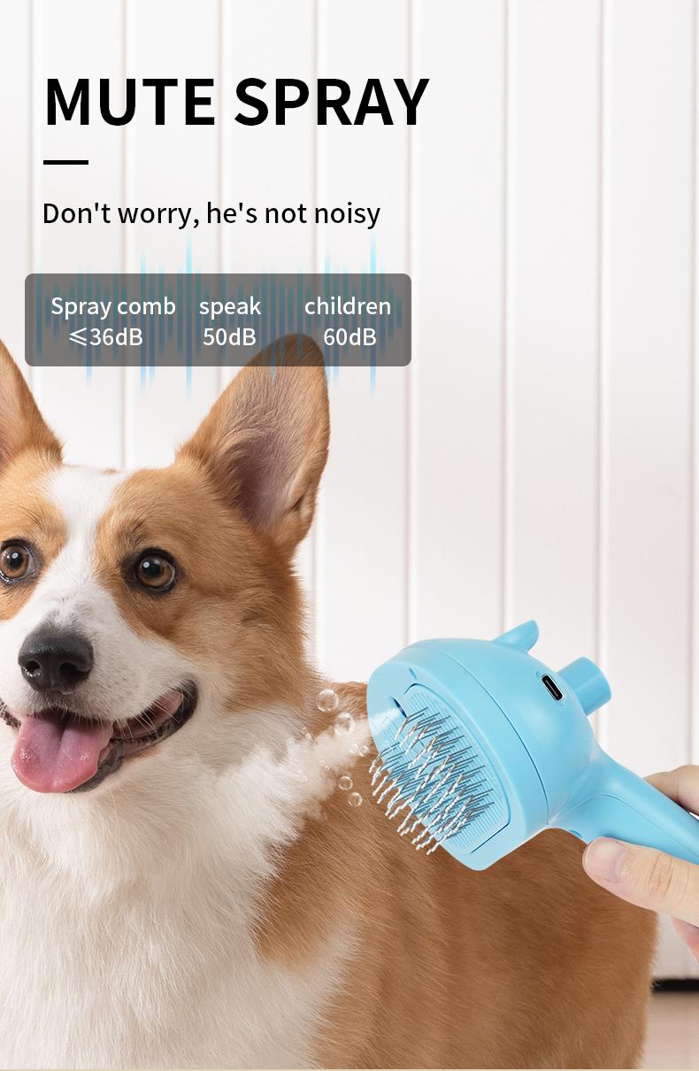 Cat Steam Brush for Shedding, 4 in 1 Steamy Cat Brush with Release Button, Self Cleaning Metal Pet Misting Hair Comb with Handle for Grooming Kitten Dog spray brush
