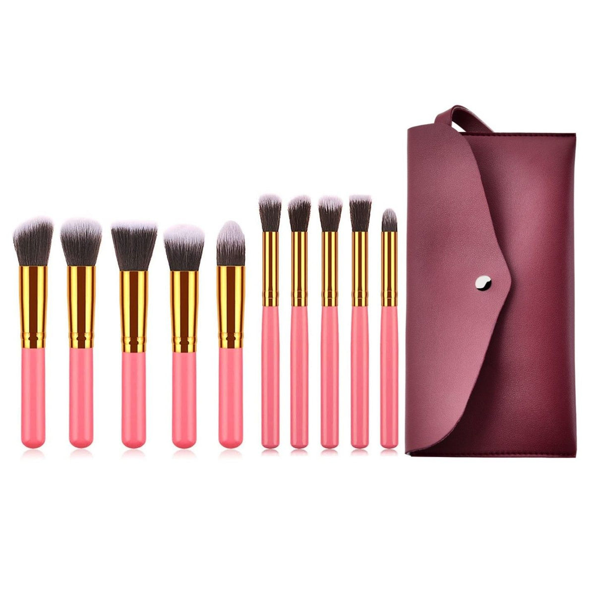 10 Pcs Makeup Brushes Set for Travel Set Synthesized (White Glod)with bag2