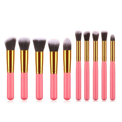 10 Pcs Makeup Brushes Set for Travel Set Synthesized (White Glod)with bag2