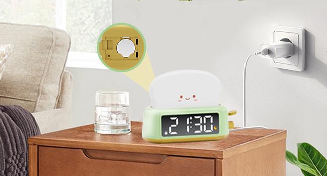 Kids Alarm Clock, Digital Alarm Clock for Bedrooms, Cute Toast Night Light, Timer, Snooze, Adjustable Brightness, Small Bedside Clock for Kids Girls Boys Teens Birthday Room D¨¦cor