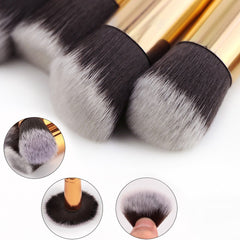 10 Pcs Travel Set Mini Makeup Brush Set (Pink Gold)