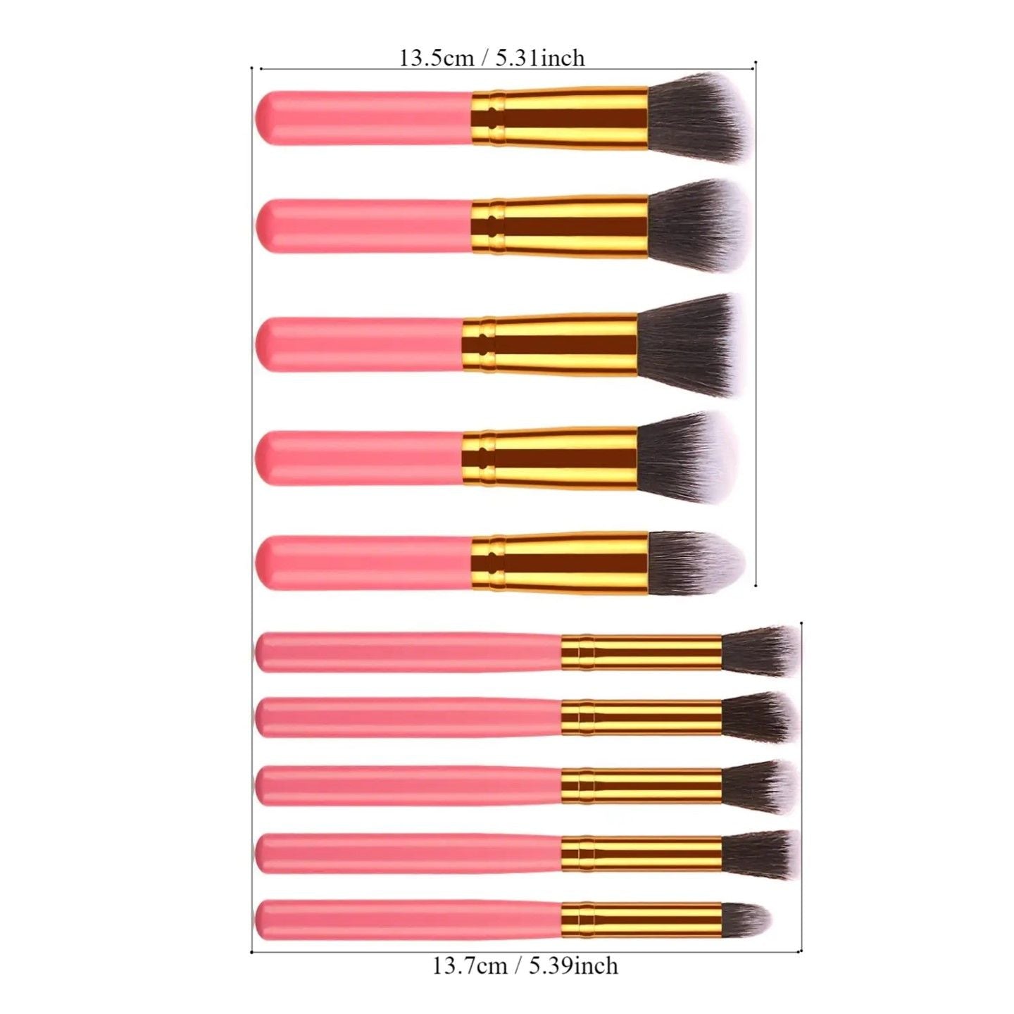 10 Pcs Travel Set Mini Makeup Brush Set (Pink Gold)