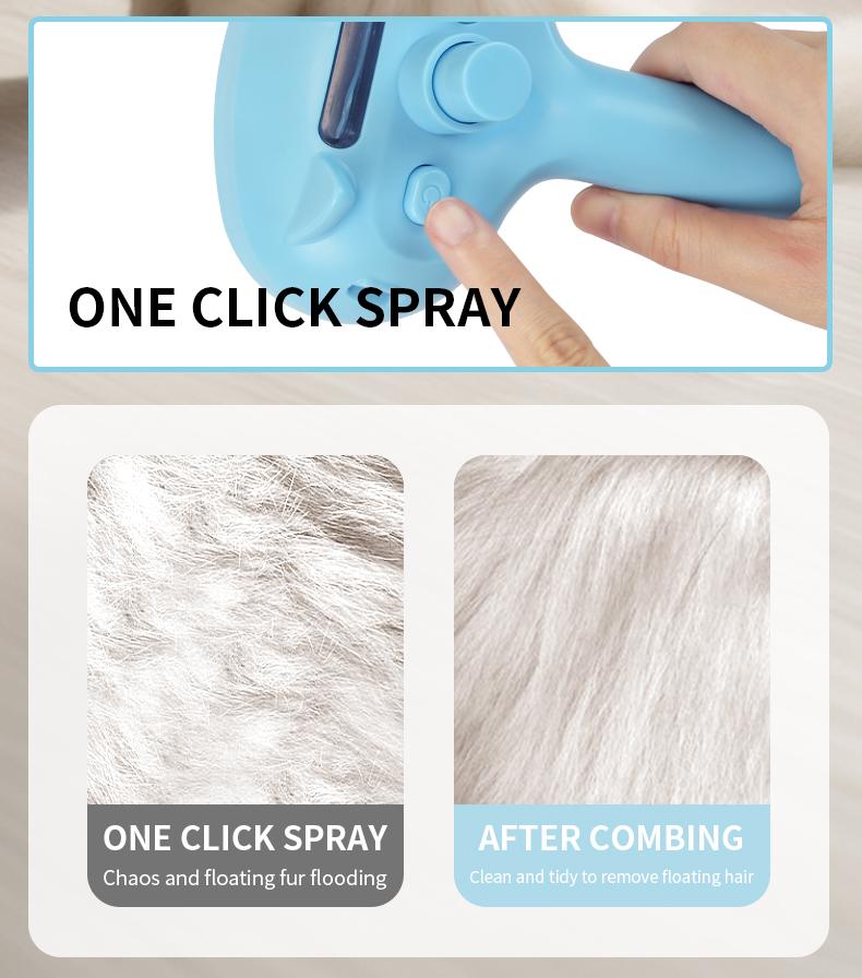 Cat Steam Brush for Shedding, 4 in 1 Steamy Cat Brush with Release Button, Self Cleaning Metal Pet Misting Hair Comb with Handle for Grooming Kitten Dog spray brush