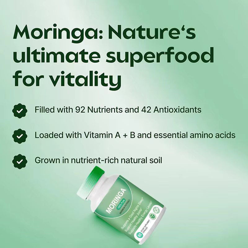 Moringa Capsules, Gut Health & Vitamins 60pcs Dietary Supplement Capsules