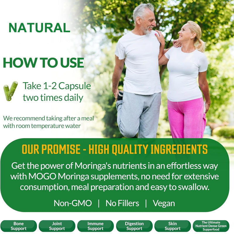 Moringa Capsules, Gut Health & Vitamins 60pcs Dietary Supplement Capsules