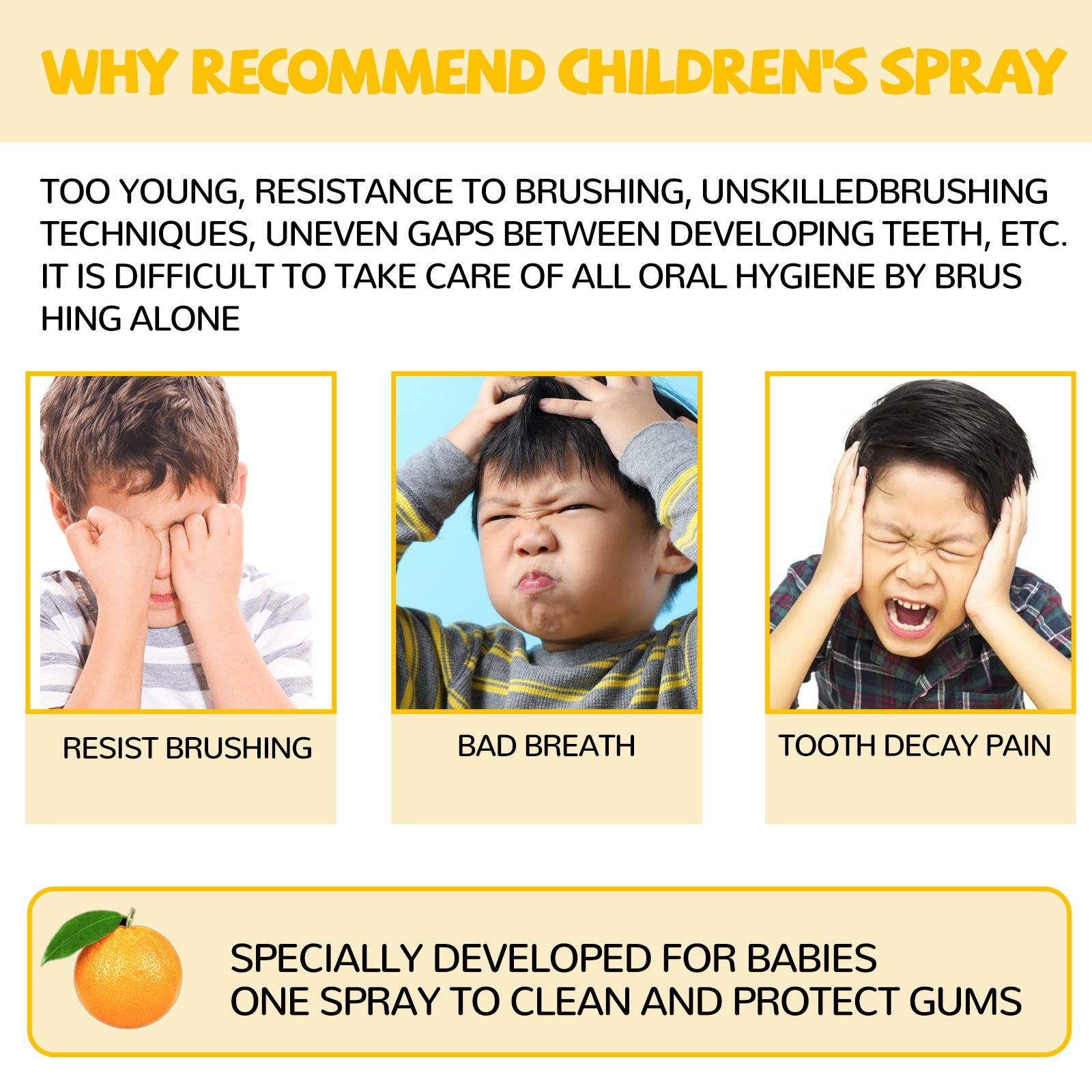 Wiieey Children's Teeth Cleansing Spray, Dental Care Spray for Fresh Breath and Healthy Teeth