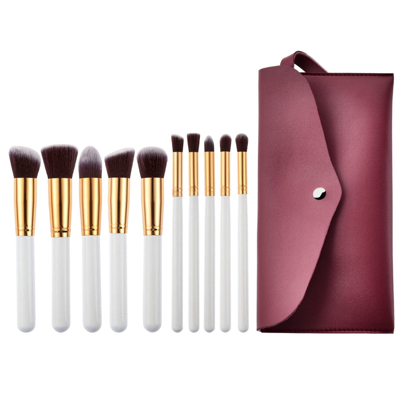 10 Pcs Makeup Brushes Set for Travel Set Synthesized (White Glod)with bag1