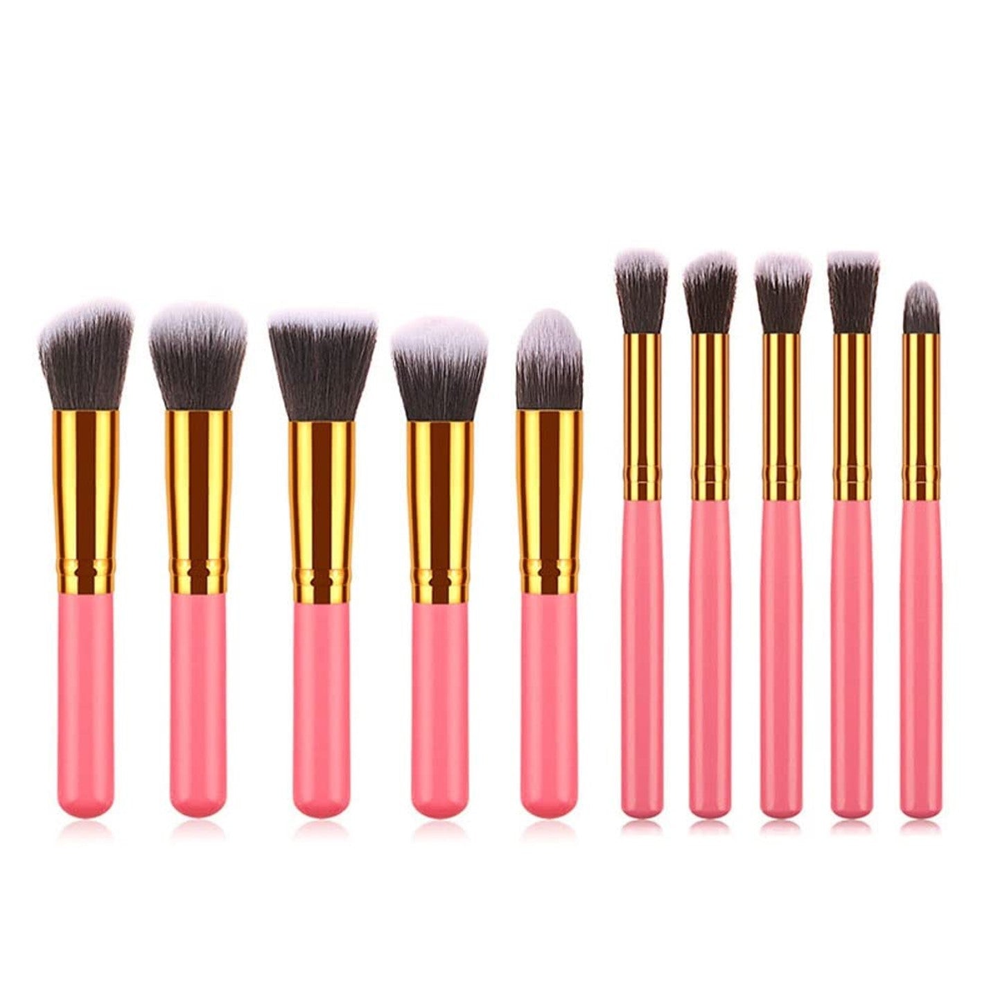 10 Pcs Travel Set Mini Makeup Brush Set (Pink Gold)